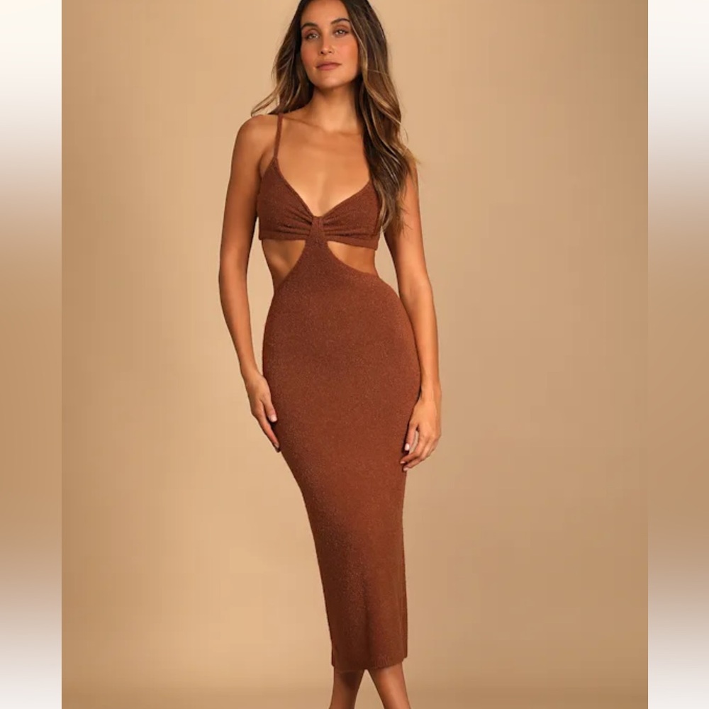 The Way I Feel Brown Cutout Midi Sweater Dress
Lulus